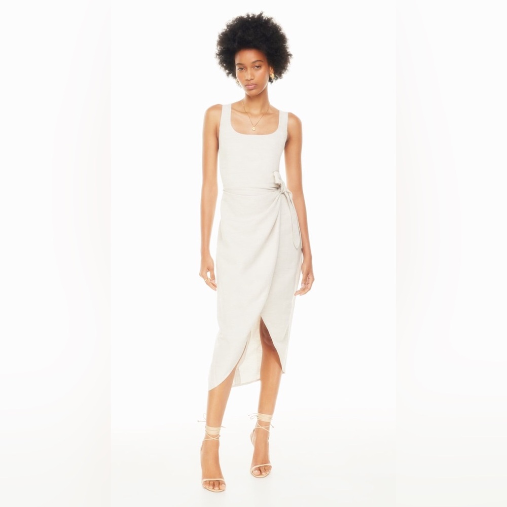 Wilfred Cream Sleeveless Wrap Midi Dress